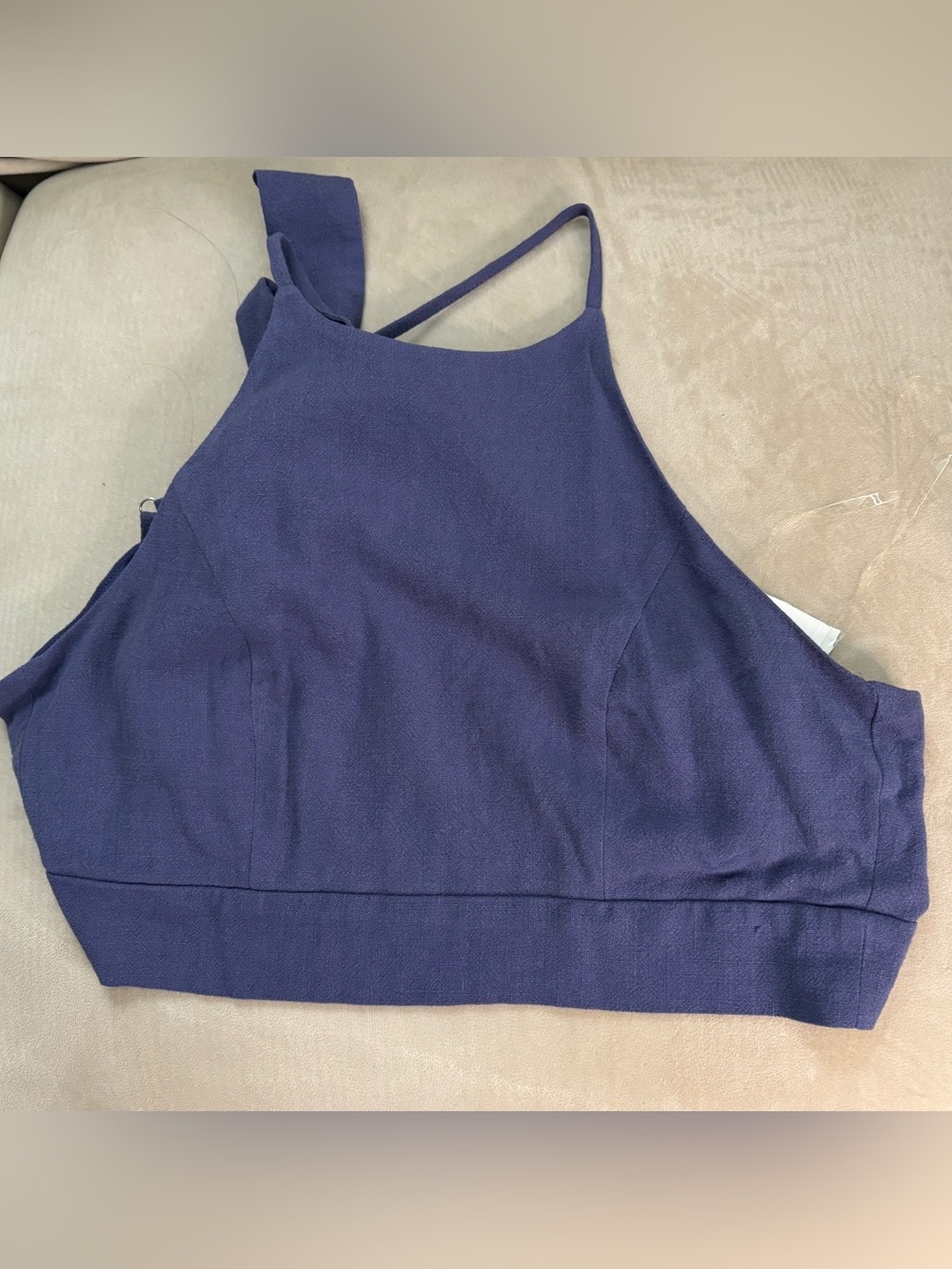Blue Blush Navy High-Neck Tie-Back Cropped Cami